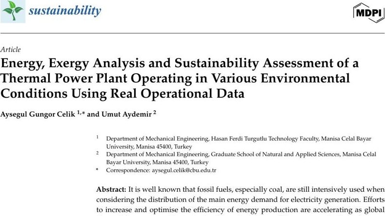 White paper — Energy, Exergy Analysis and Sustainability Assessment of a Thermal Power Plant Using Real Operational Data