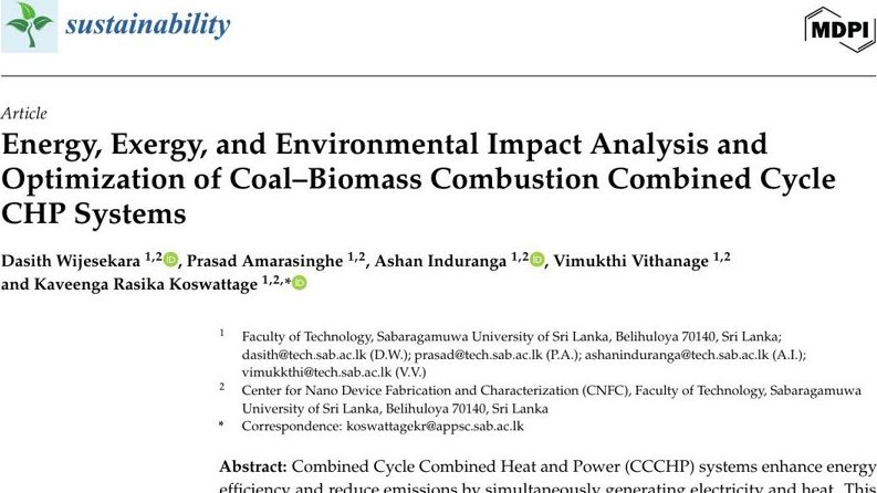 White paper — Energy, Exergy, and Environmental Impact Analysis and Optimization of Coal–Biomass Combustion Combined Cycle CHP Systems